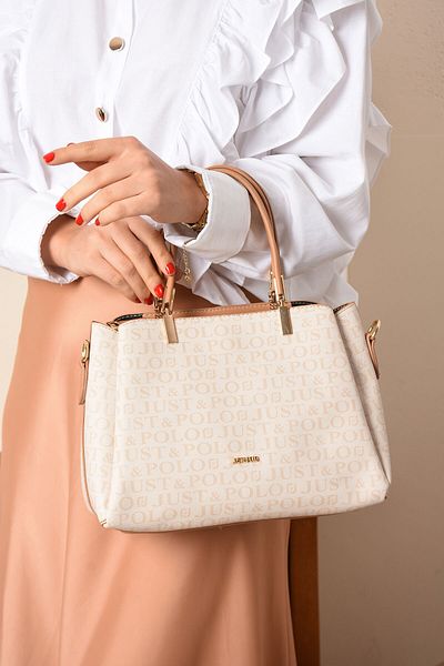 Just Polo Written Fabric 5 Compartments Women's Hand Shoulder Crossbody Bag