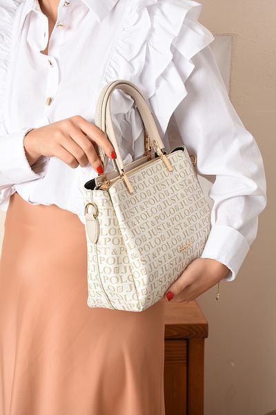 Just Polo Written Fabric 5 Compartments Women's Hand Shoulder Crossbody Bag
