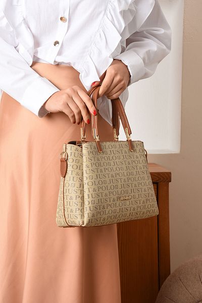 Just Polo Written Fabric 5 Compartments Women's Hand Shoulder Crossbody Bag
