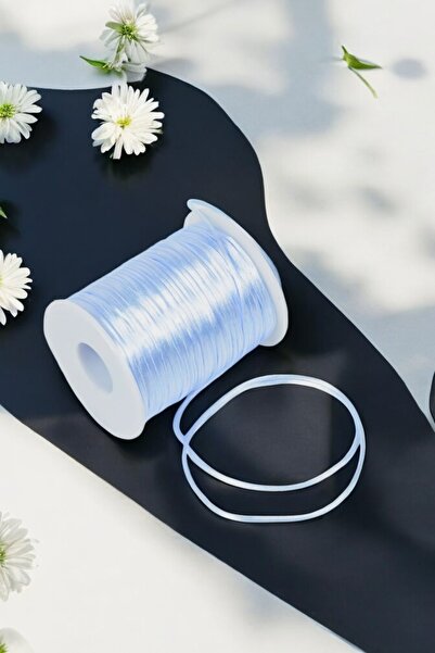 LA TINY AKSESUAR 5 Metre Bebe Mavisi Floş Ip Naylon Saten Ip, Dostluk-sanş Bi...