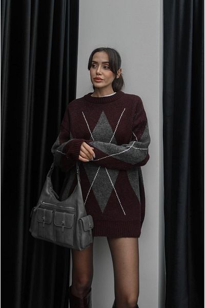 Havoş Pulover cu model Plum Big Argyle