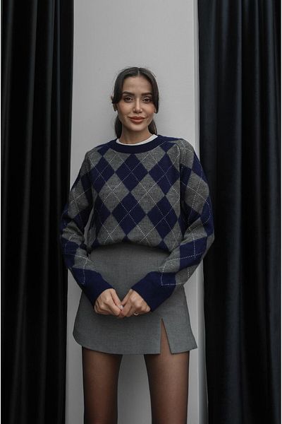 Havoş Pulover cu model Haley Argyle, albastru marin antracit