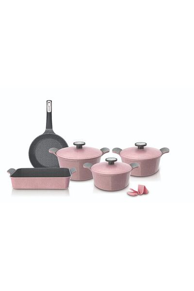 NEOFLAM Korean pots set, 8 pieces, Extrema Pink Granite