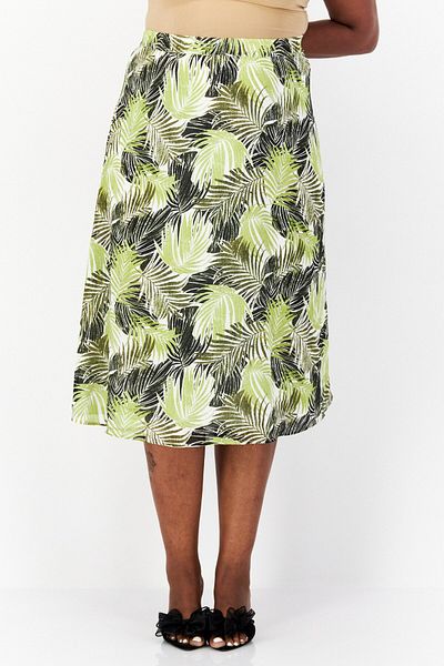 Kasper Women Plus Size Floral Pattern Midi Skirt, Green Combo