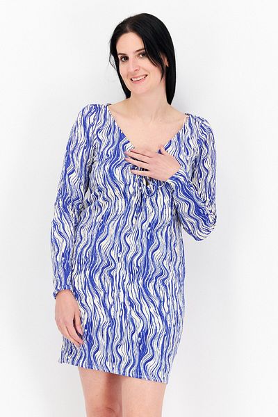 Monki Women Abstract Mini Dress, Blue