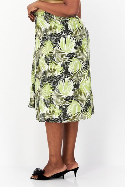Kasper Women Plus Size Floral Pattern Midi Skirt, Green Combo