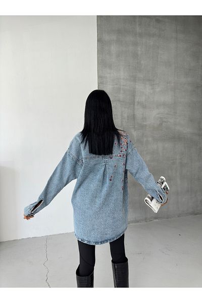 SOLİS MODA Jachetă de blugi de damă brodata