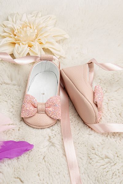 Beybium Baby Girl Stone Ballerina Genuine Leather Powder