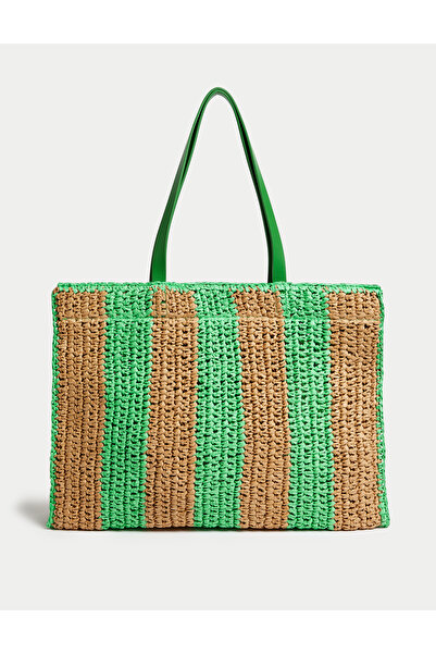 Marks & Spencer Çizgili Hasır El Çantası