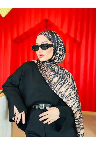 Oxygen Scarfs Zebra Pattern Imported Double Sided Voile Silk Shawl