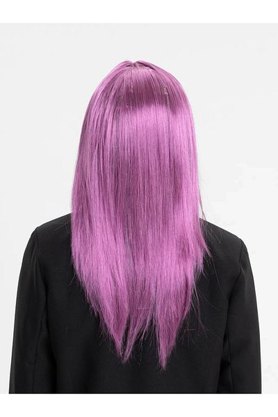 CEKAVE Rose Pink Color Straight Cut Long Party Wig False Hair