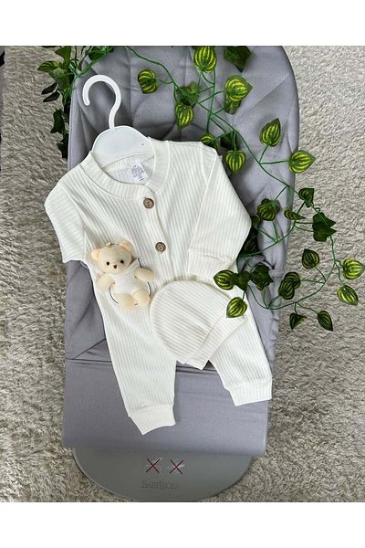 MBK GARDEN Plush Teddy Bear Baby Rompers and Hat Set