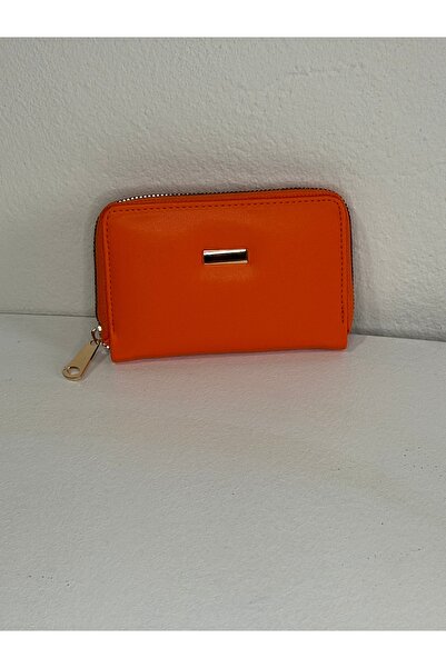 Salre Accessory Plakalı Fermuarlı Turuncu Cüzdan