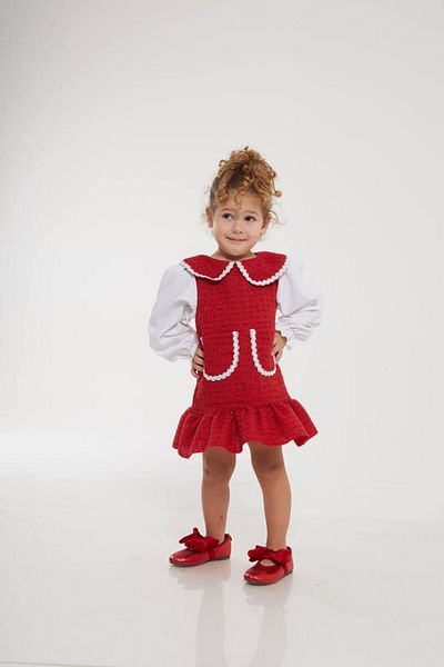 PaytoKids Girl's 3 Color Options Shirt Sleeve Detailed Chanel Fabric Dress