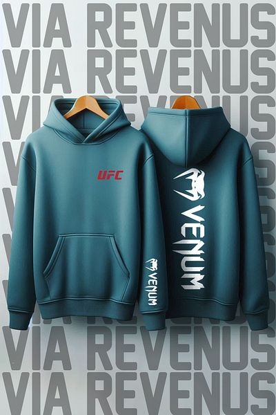 Vordevia Hanorac cu glugă unisex cu imprimeu Ufc față și spate