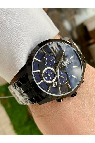 Reward Excellent Black Color Steel 5Atm Waterproof Men Wrist Watch Bracelet Gift