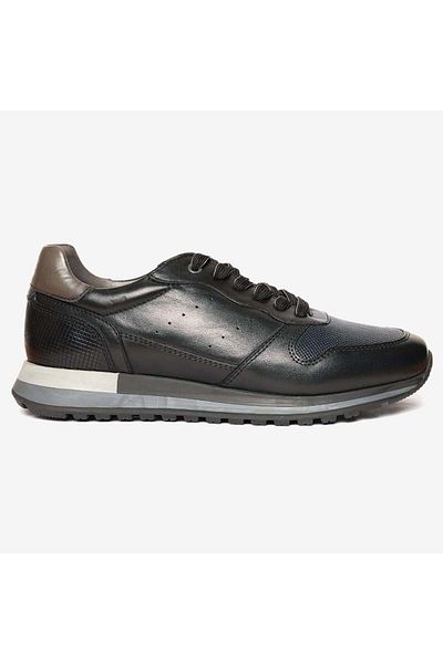 Greyder 16452 Men's Black Genuine Leather Sneaker Shoes