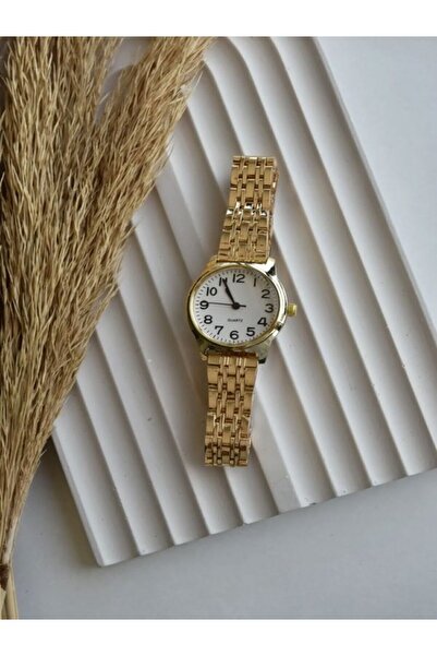 Force Alice Gold Silver Metal Kasa Çelik Altın Kordonlu Kadın Saati Rakamlı