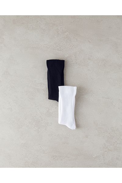 English Home Meri Women's Black-White 2-Piece Socks Set