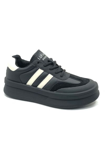 Lufian 122230019   Christina Unisex Black Leather Sneaker - Sports Shoes
