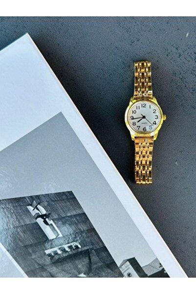 Force Alice Gold Silver Metal Kasa Çelik Altın Kordonlu Kadın Saati Rakamlı
