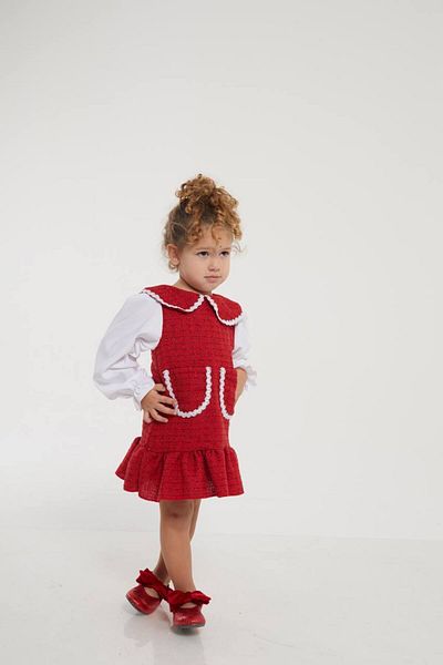 PaytoKids Girl's 3 Color Options Shirt Sleeve Detailed Chanel Fabric Dress