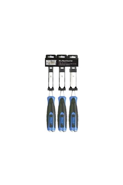 MASTER MECHANIC 3-Piece Bi-Material Wood Chisel Set, Steel Blades With Ergono...