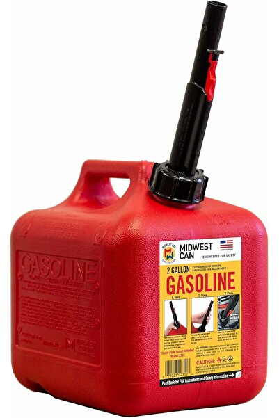 MIDWEST CAN علبة غاز بولي حمراء سعة 2 جالون