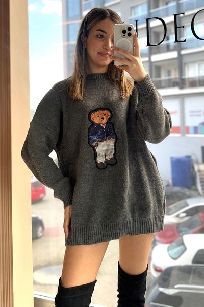bb butik basic Trendy Viral Teddy Bear Sweater - 5071Ca