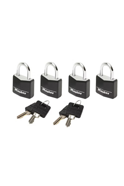 Master Lock Aluminium Padlock 20 mm, Black Vinyl Cover, 3-Pin, Steel Shackle,...
