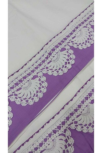 Papatyam 2 Pcs Lace Embroidered Hand Knitted Crochet - 100X220 Skirt Lace/Cotton Ip