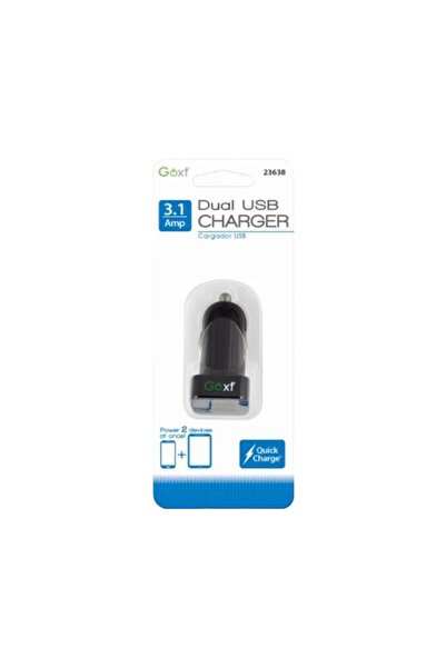 GOXT شاحن سيارة USB مزدوج من HOUSEMART 23638، أسود، مدخل 12 فولت، مخرج تيار م...