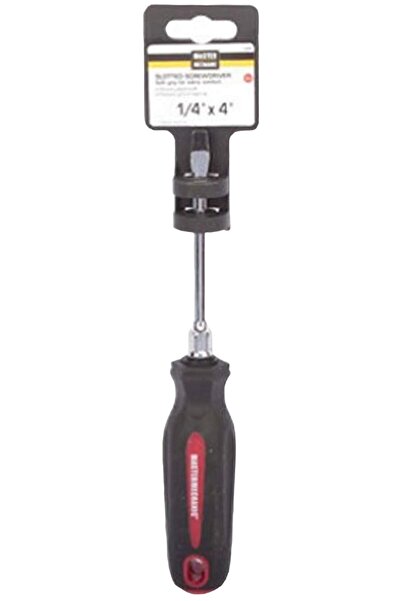 MASTER MECHANIC 1/4" x 4" Slotted Cabinet Screwdriver, CR-V Shank with Black ...