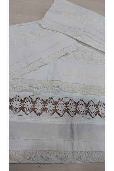 Papatyam 2 Pcs Cushion Lace (100X220) & 2 Pcs Cukurova (80X40) Hand Knitted Crochet Vintage Cotton String