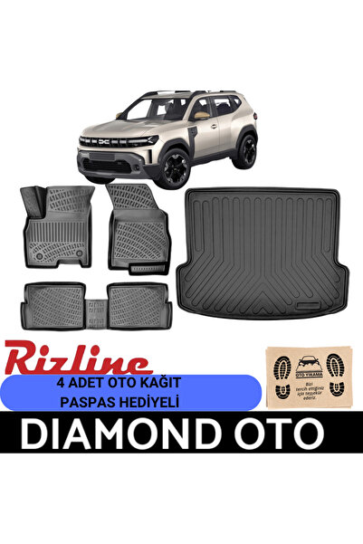 Rizline Dacia Duster 4WD 3D havuzlu paspas ve bagaj havuzu 2023-2024-2025-2026