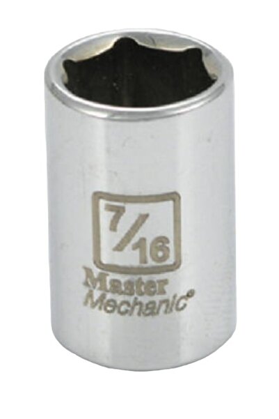 MASTER MECHANIC مقبس سداسي ضحل مقاس 7/16 بوصة، مصنوع من الكروم فاناديوم ستيل
