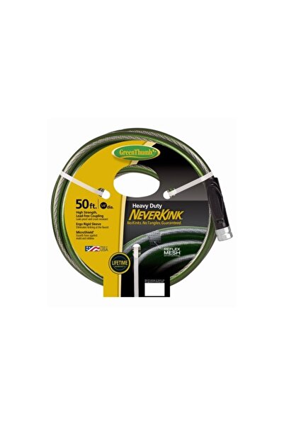 GREEN THUMB NeverKink Heavy-Duty Garden Hose, 5/8 in x 50 ft, Kink-Free Refle...
