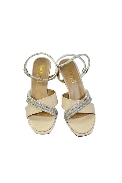 KAFKASLAR AYAKKABI Kadeh Heeled Satin and Stone Front Platform Heeled Evening Shoes