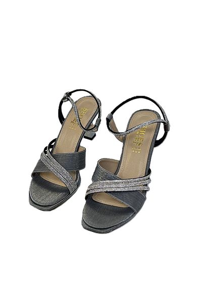 KAFKASLAR AYAKKABI Kadeh Heeled Satin and Stone Front Platform Heeled Evening Shoes