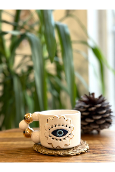 Seramik Perisi Aura Seramik Mug 170ml & 24k Altın Dekor & El Yapımı