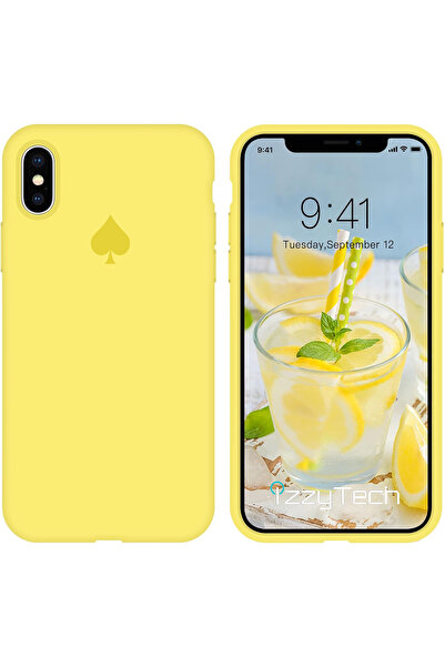 izzytech حافظة سيليكون مخملية باللون الأصفر متوافقة مع هاتف Iphone X/xs