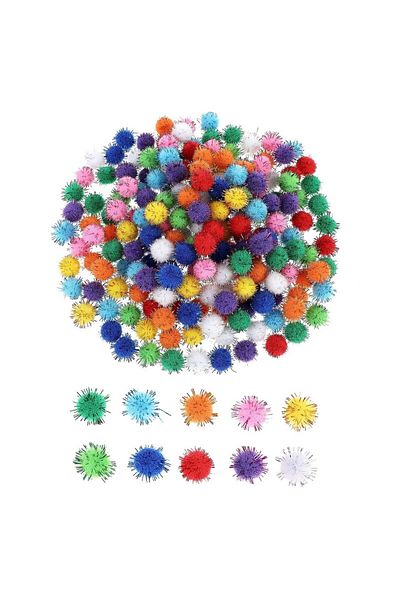 Yumuşakkeçe 1 cm Plush Glitter Pompom 1000 Pieces