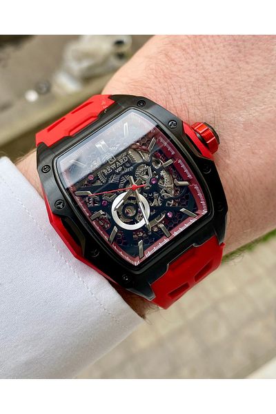Reward 5Atm Waterproof Red Color Automatic Mens Wrist Watch Bracelet Gift