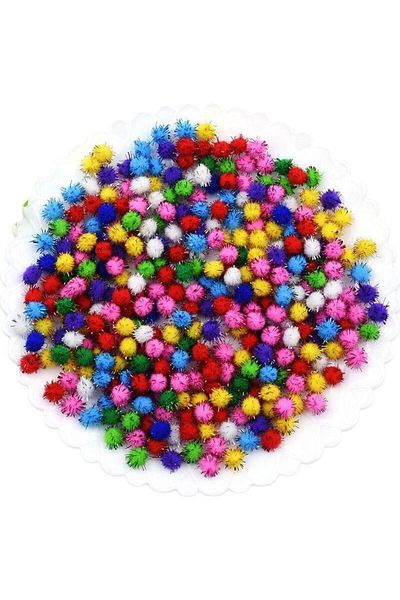 Yumuşakkeçe 1 cm Plush Glitter Pompom 1000 Pieces