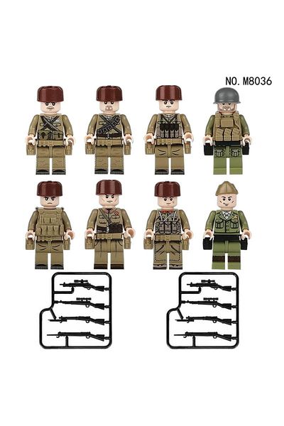 marimari 8Pcs Russian & Soviet Army Building Blocks Mini Figure