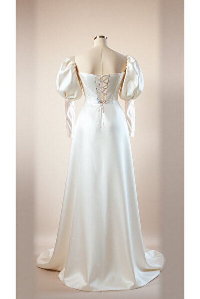 ASL Straplez A Kesim Gelinlik Mat Saten Kumaş