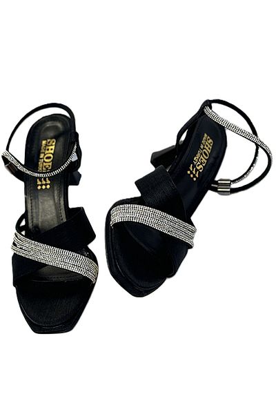 KAFKASLAR AYAKKABI Kadeh Heeled Satin and Stone Front Platform Heeled Evening Shoes