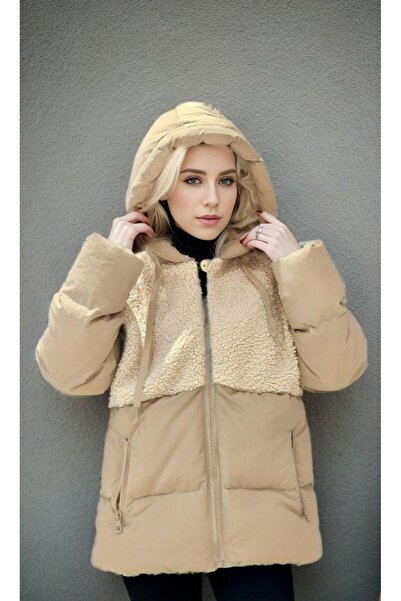 gülce butik PELUŞ DETAYLI ŞİŞME MONT