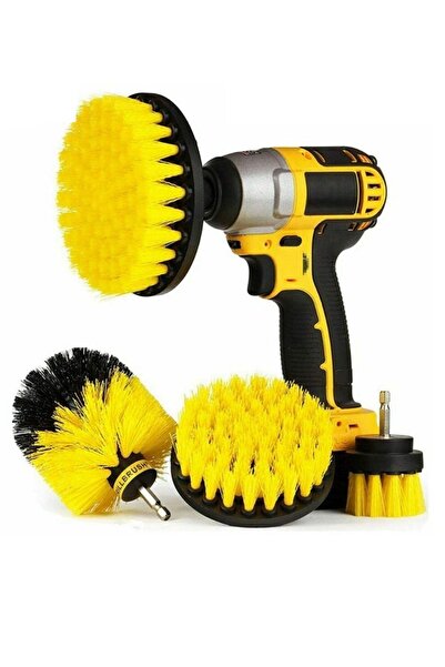 etteminönütoptanticaret 3'lü Araba Bakım Fırçası Tüm Matkaplara Uyumlu Jant D...