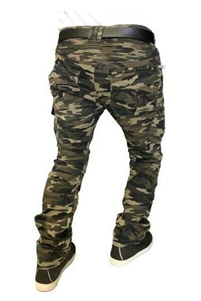 Tech90 Amanos Kevlar Kamuflaj Desenli Diz-Kalça korumalı motorcu pantolonu